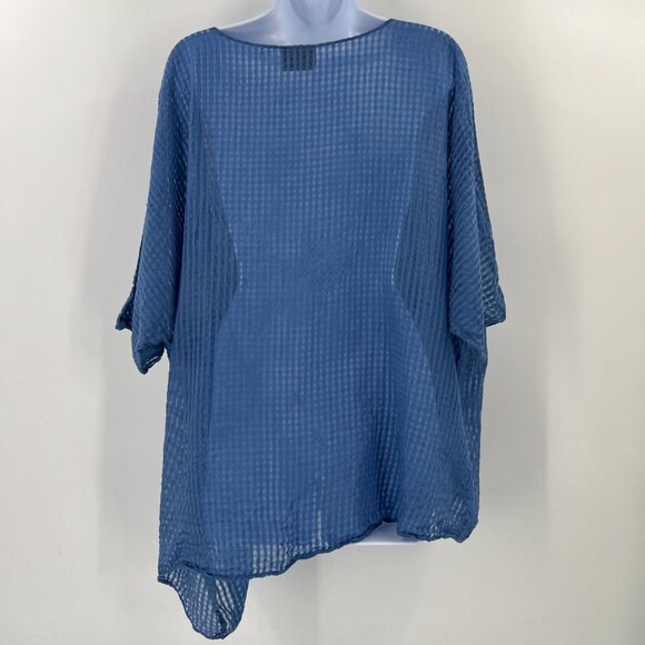 KL Playwear OS Wide Cut Lightweight Tunic Top Dusty Blue Cotton Boxy Minimalist - Picture 12 of 15